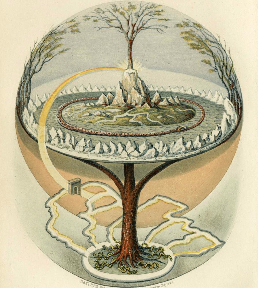 Yggdrasil, l'albero cosmico della mitologia nordica che connette i nove mondi