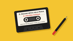 Musicassetta con la scritta Il peggiore nemico della Musica è l’industria musicale, per il manifesto del pensiero pirata